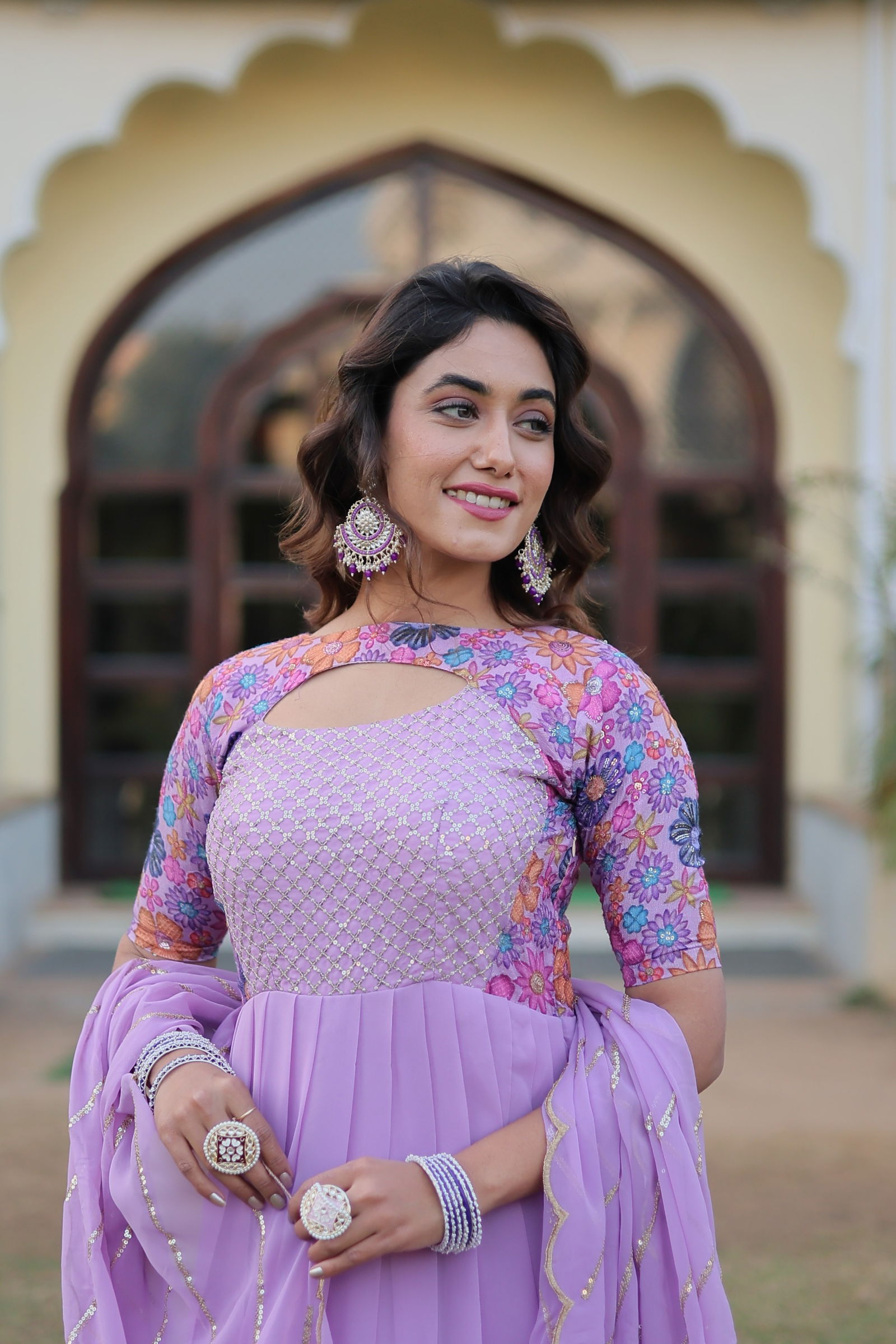 KA 1083 Georgette  Designer Party Wear Gown With Dupatta Wholesale Clothing Suppliers In India